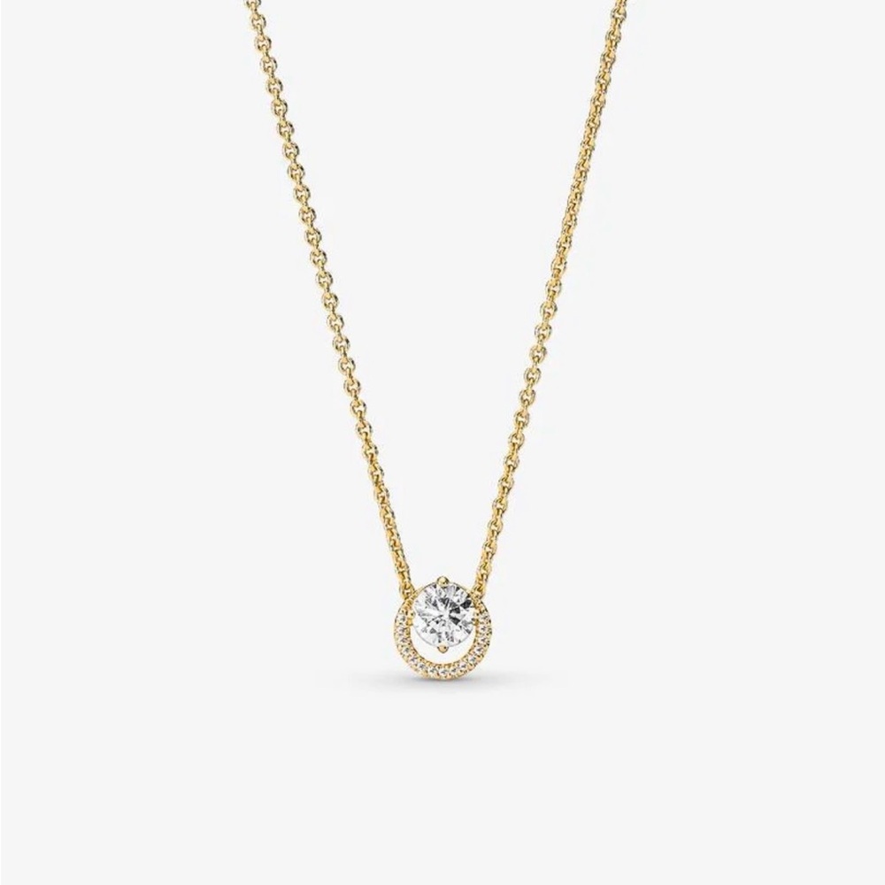Sparkling Round Halo Pendant Collier Necklace
14k gold plating
